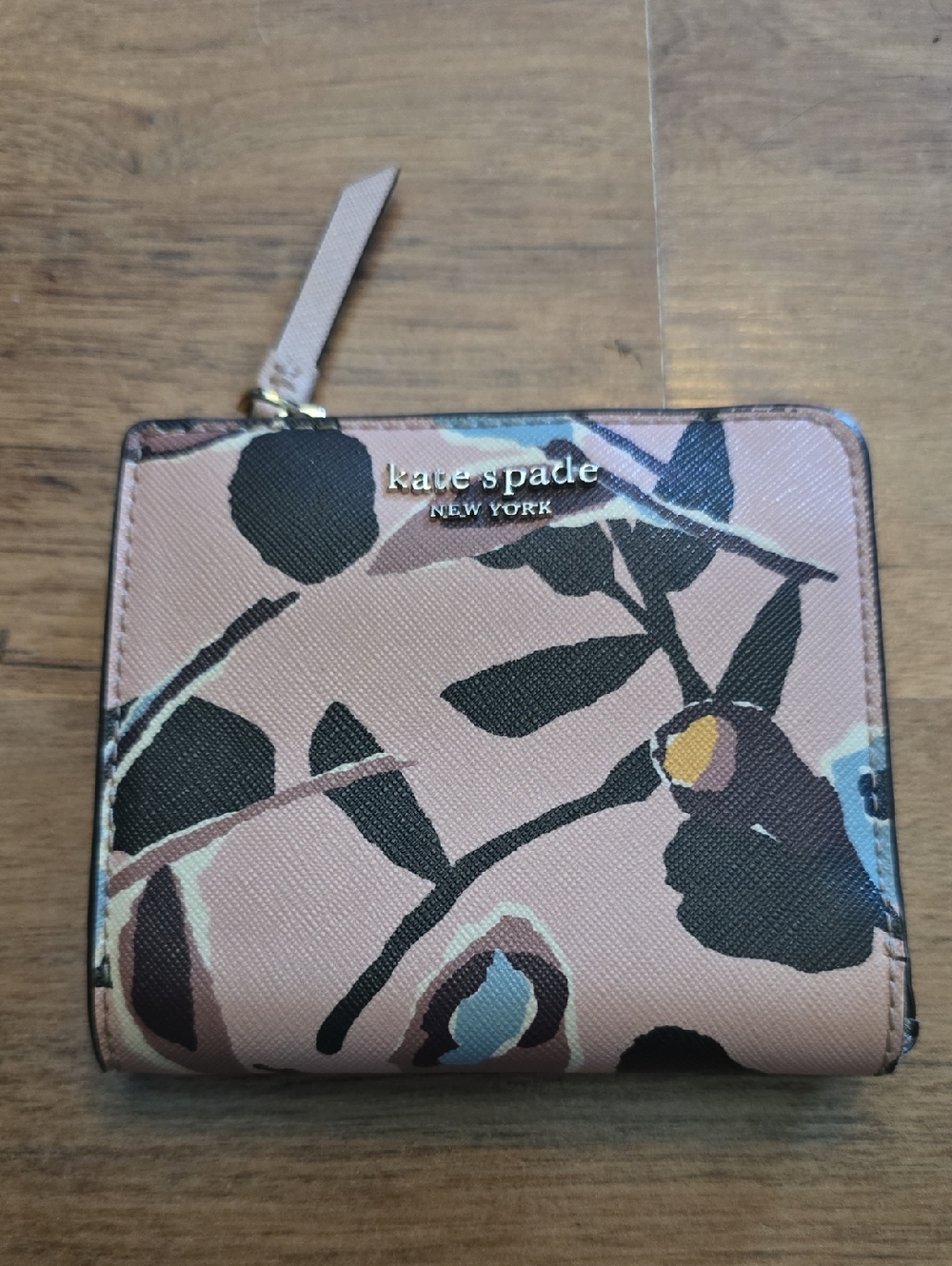 kate spade Pink Floral Compact Zip Wallet